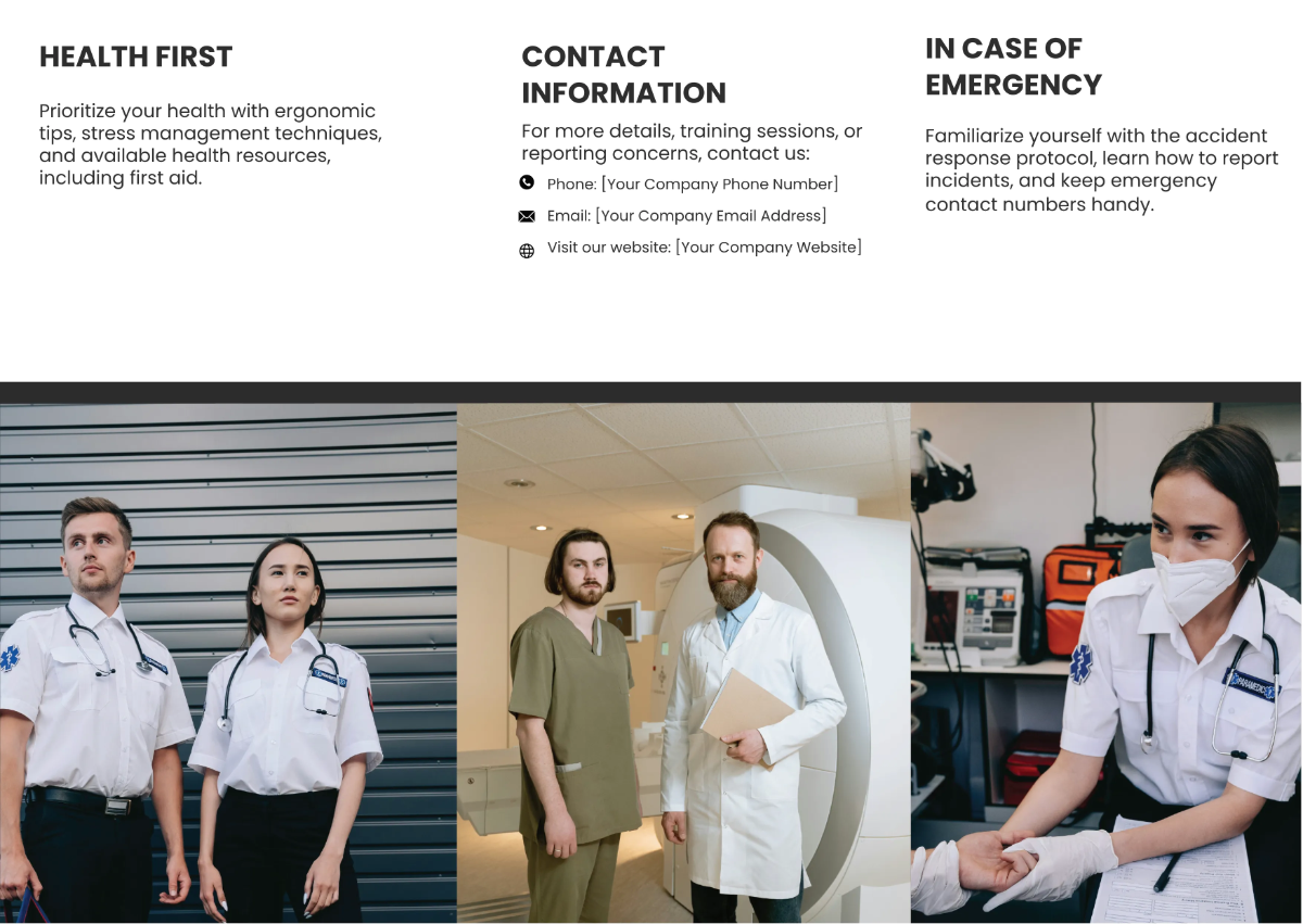 Free Workplace Health and Safety Guidelines Pamphlet Template to Edit Online