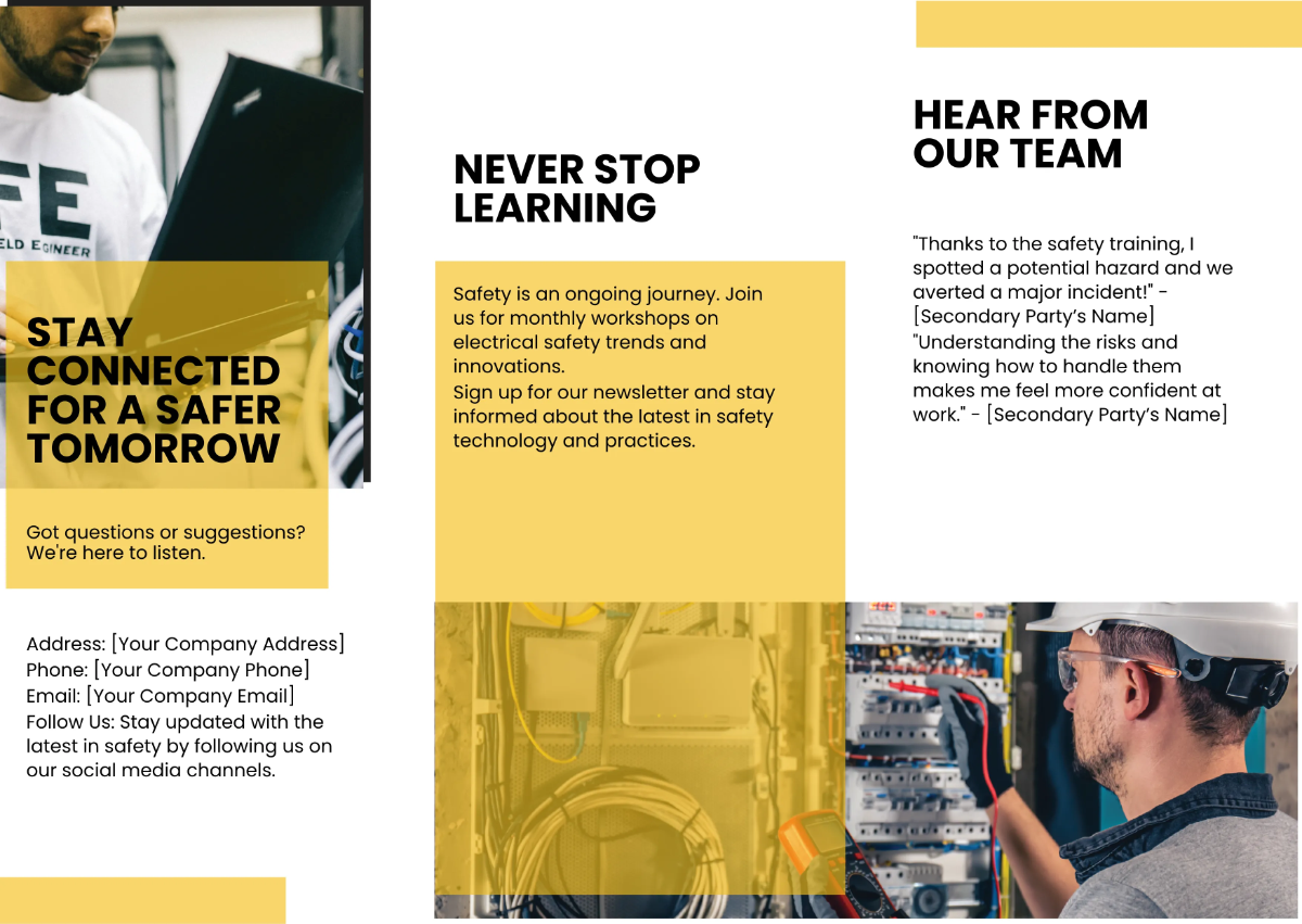 Free Electrical Safety in the Workplace Pamphlet Template to Edit Online