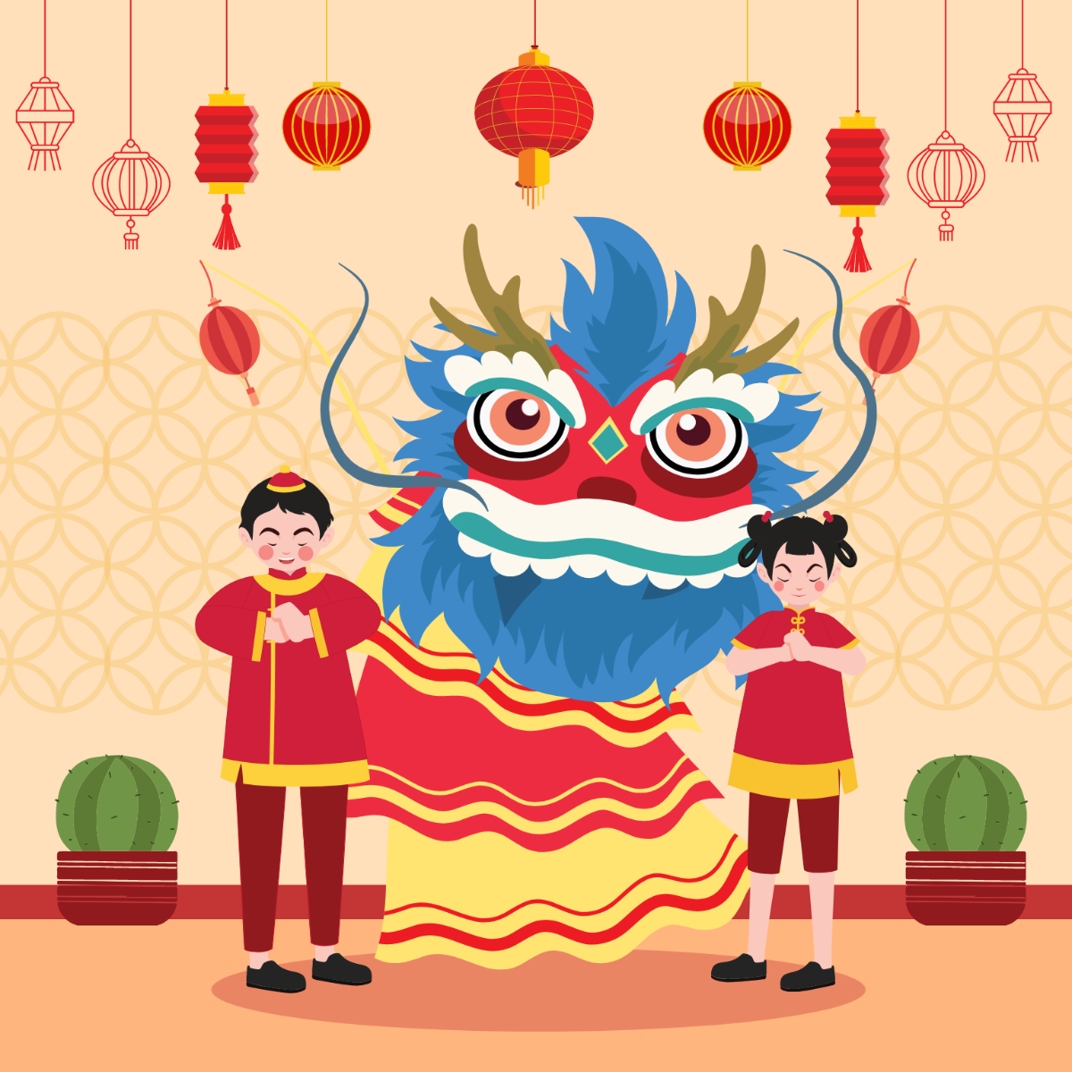 Chinese New Year Greeting Vector Template