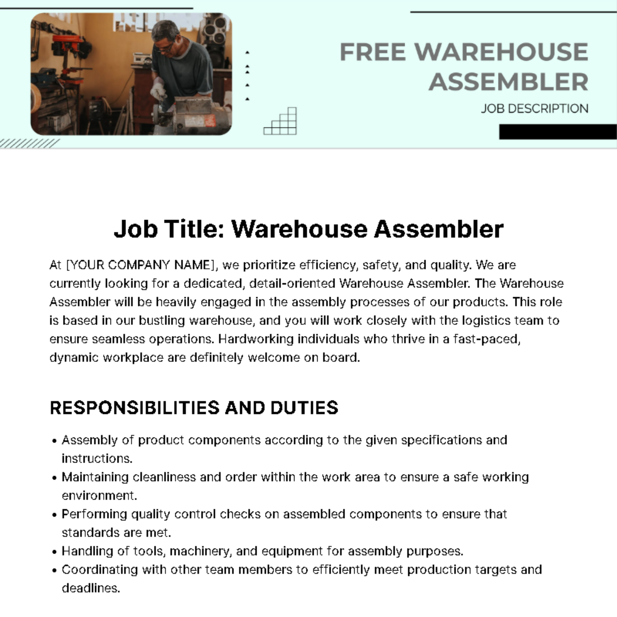Warehouse Assembler Job Description Template