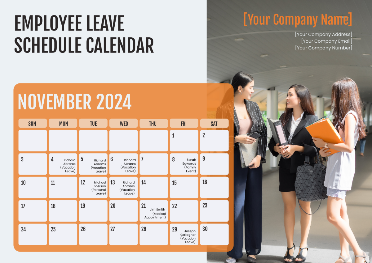 Employee Leave Schedule Calendar Template
