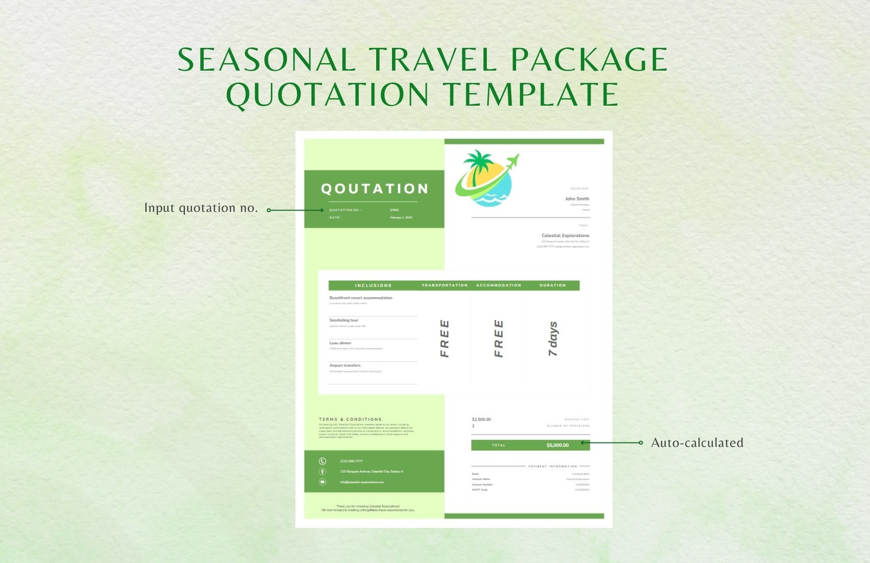 Seasonal Travel Package Quotation Template