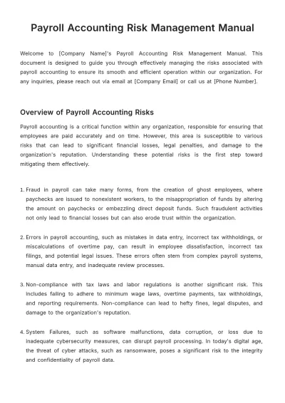 Free Payroll Accounting Risk Management Manual Template to Edit Online