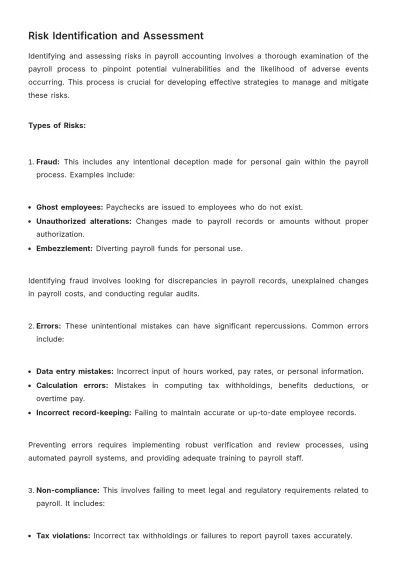Free Payroll Accounting Risk Management Manual Template to Edit Online