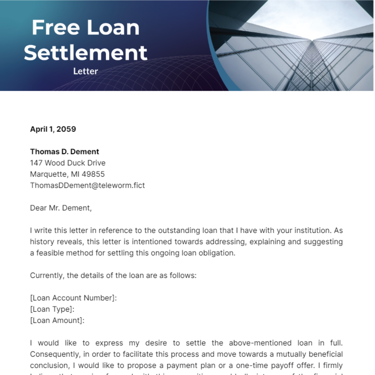 Loan Settlement Letter Template