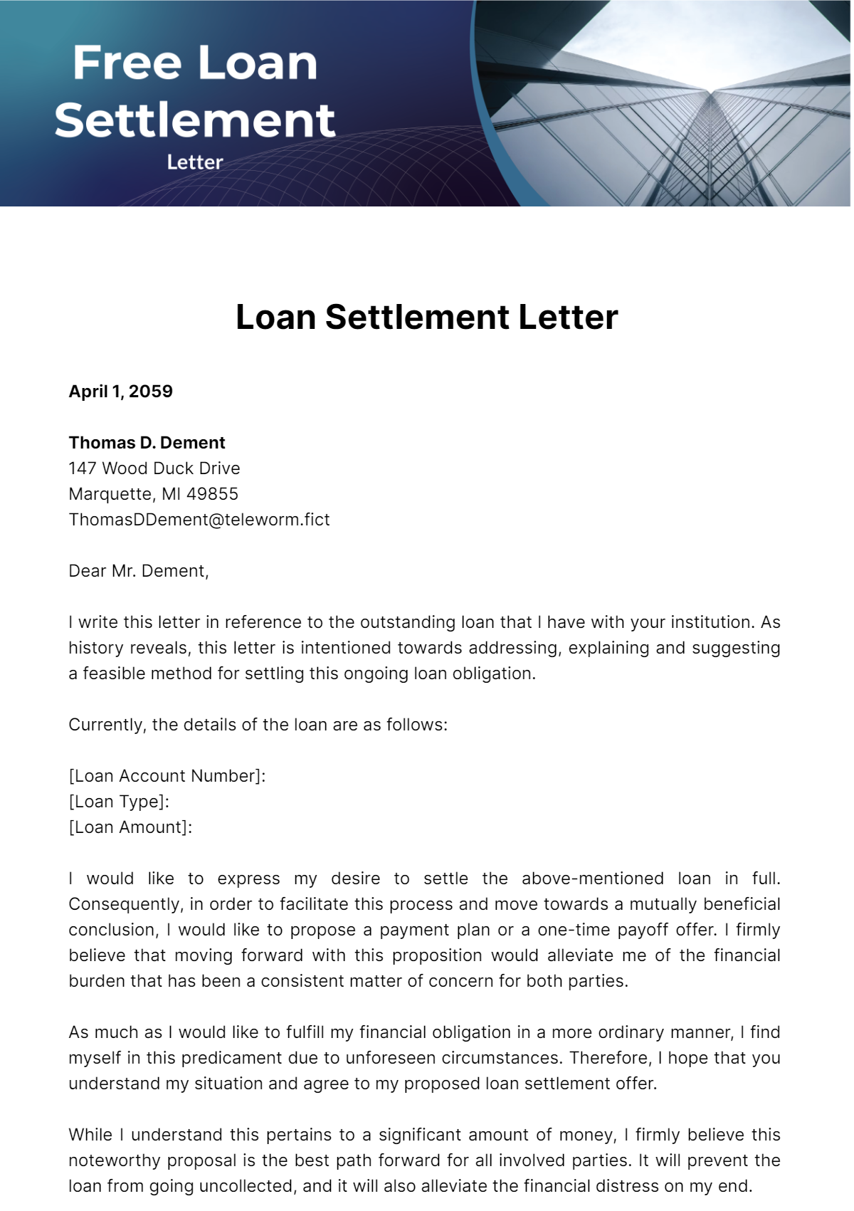 Free Loan Settlement Letter Template
