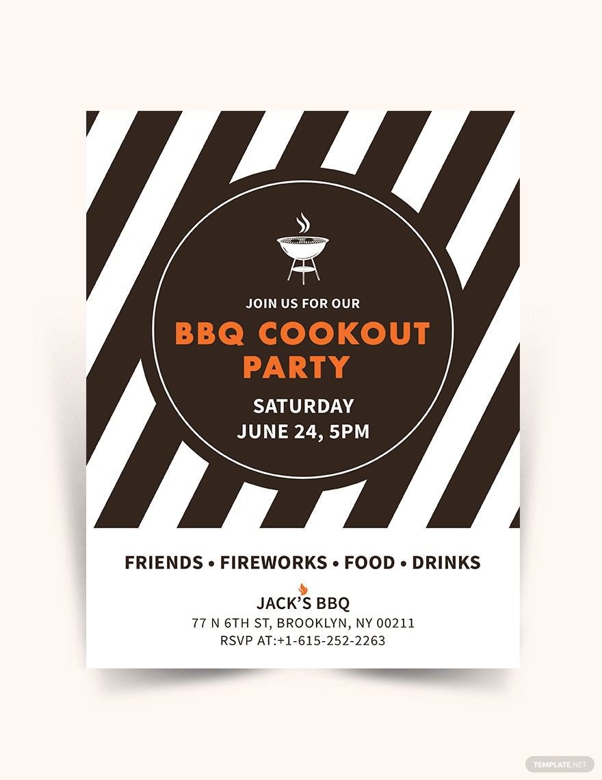 Bbq Cookout Party Flyer Template