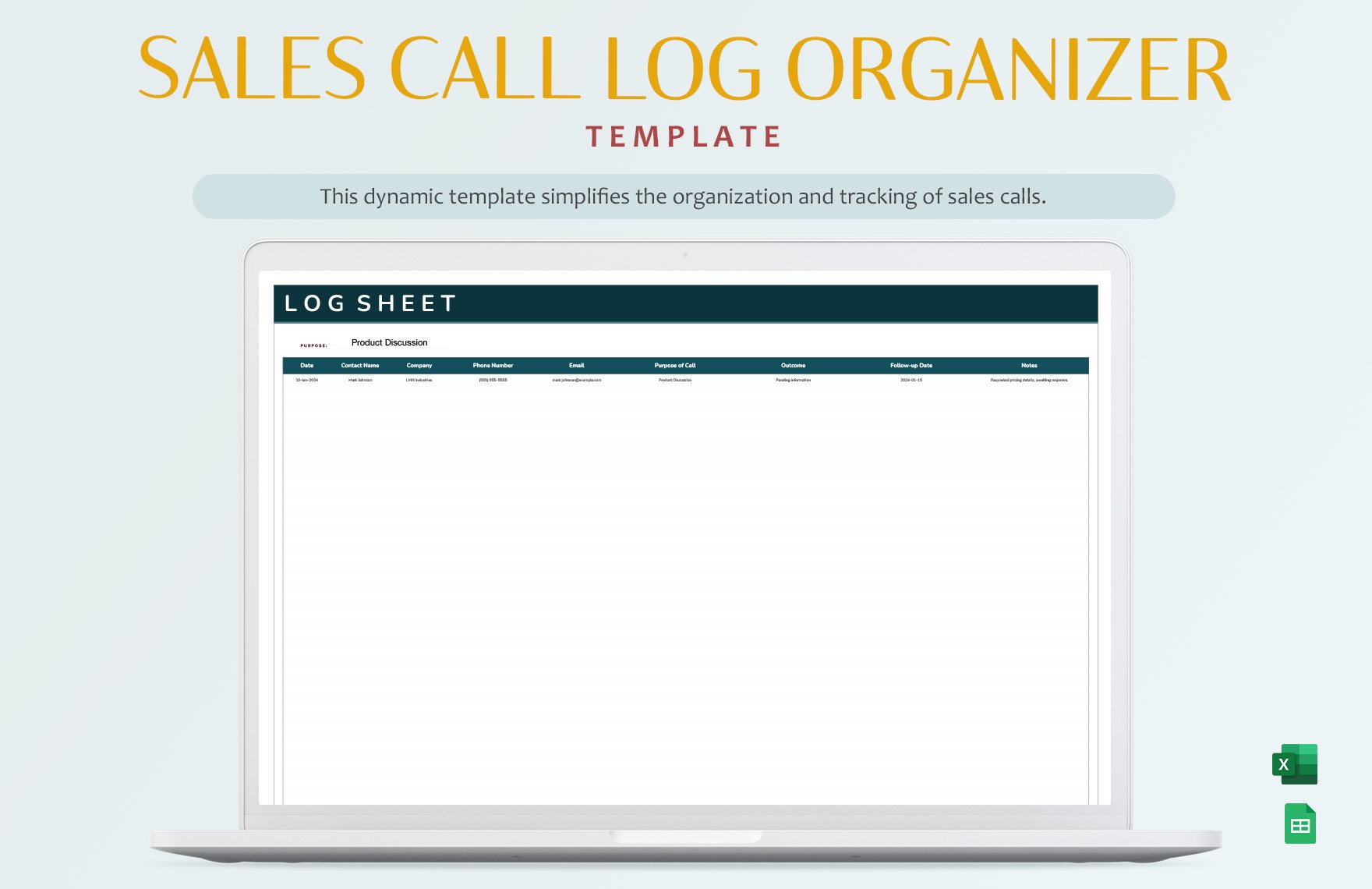 Sales Call Log Organizer Template
