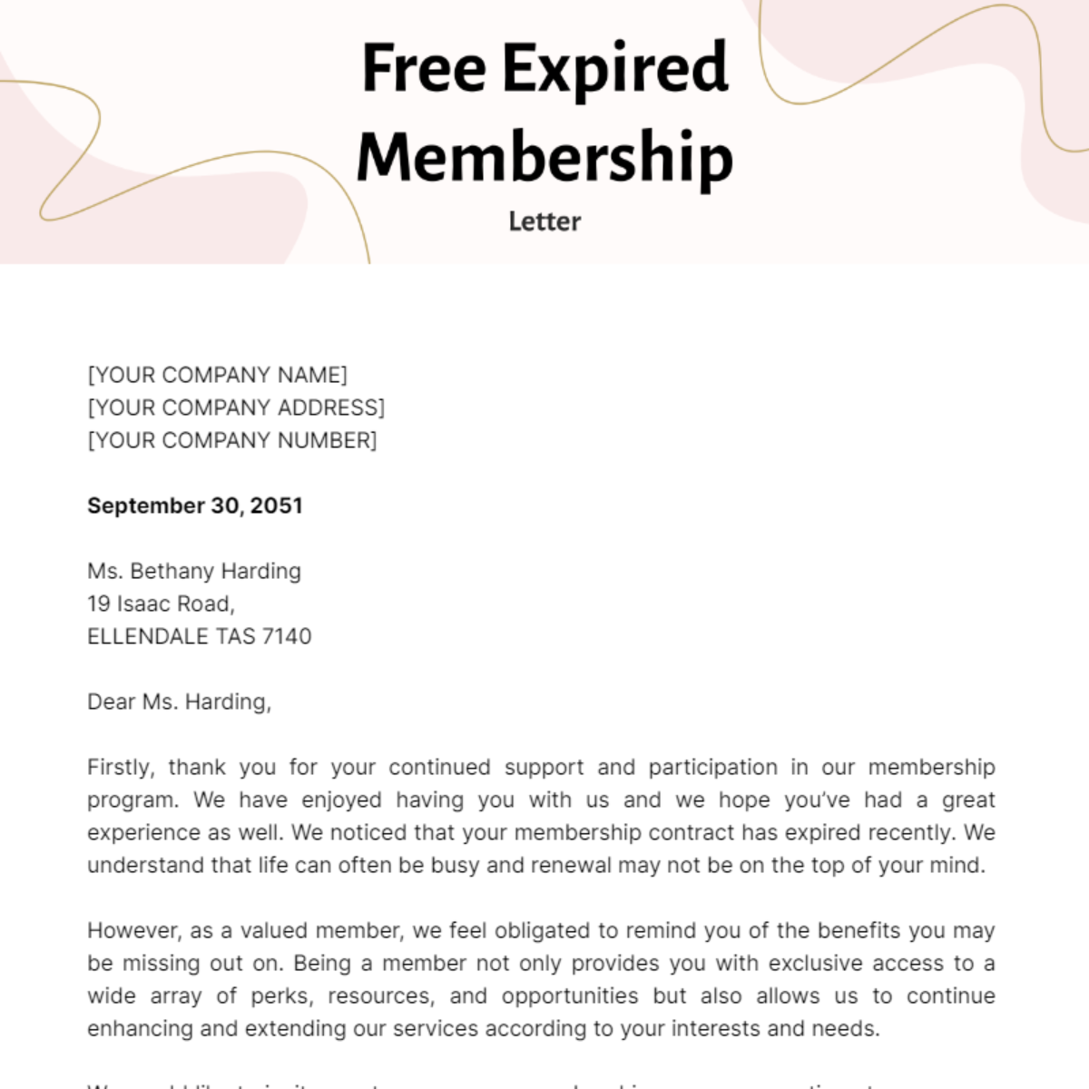 Expired Membership Letter Template
