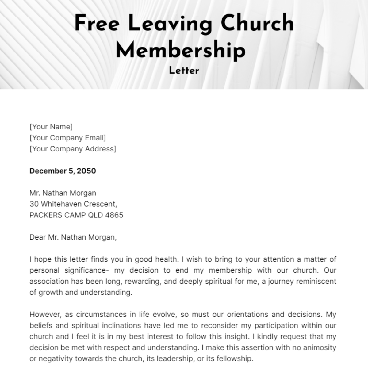 Leaving Church Membership Letter Template