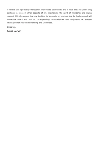 Free Leaving Church Membership Letter Template to Edit Online