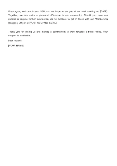 Free NGO Membership Letter Template to Edit Online