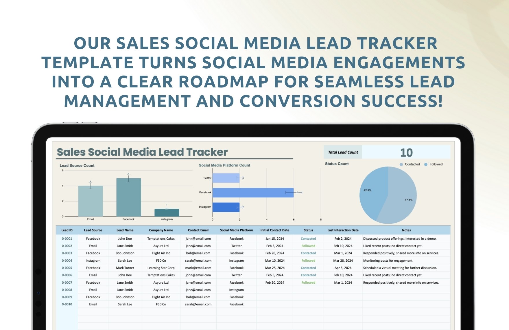 Sales Social Media Lead Tracker Template