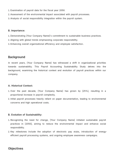 Free Payroll Accounting Sustainability Study Template to Edit Online