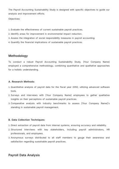Free Payroll Accounting Sustainability Study Template to Edit Online