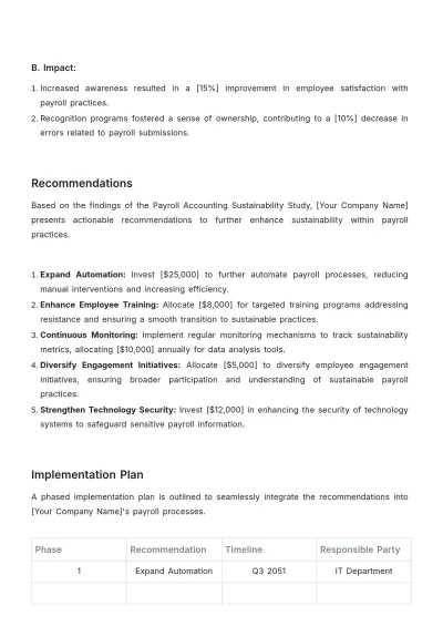 Free Payroll Accounting Sustainability Study Template to Edit Online