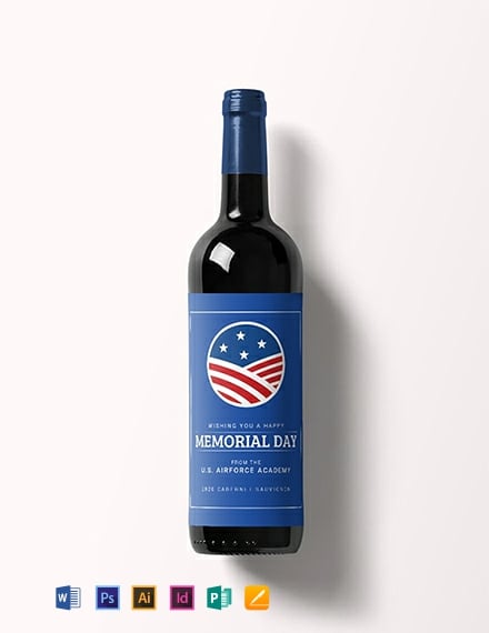 free memorial day wine label template 440x570