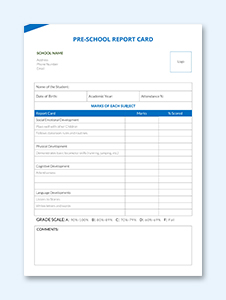 Free Preschool Report Card Template in Microsoft Word, Microsoft ...