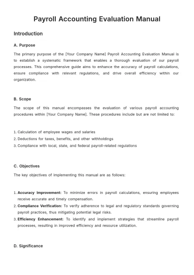 Free Payroll Accounting Evaluation Manual Template to Edit Online