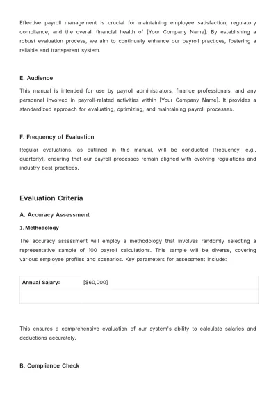 Free Payroll Accounting Evaluation Manual Template to Edit Online