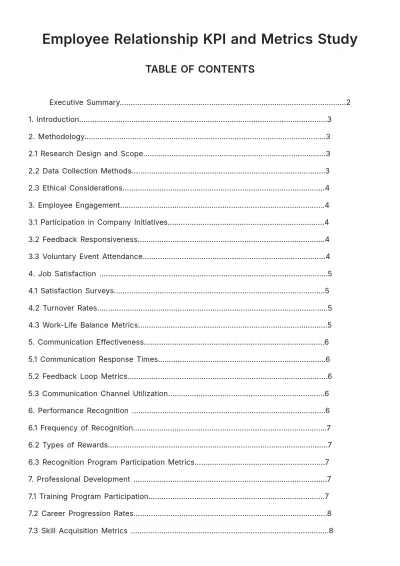 Free Employee Relationship KPI and Metrics Study HR Template to Edit Online