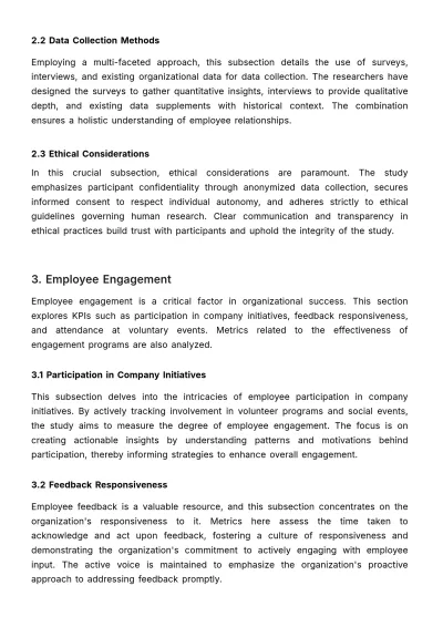 Free Employee Relationship KPI and Metrics Study HR Template to Edit Online