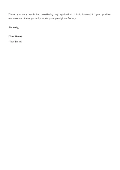 Free Application Letter for Society Membership Template to Edit Online