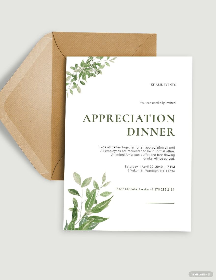 Simple Appreciation Dinner Invitation Template