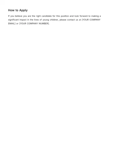 Free Before and After School Care Educator Job Description Template to Edit Online