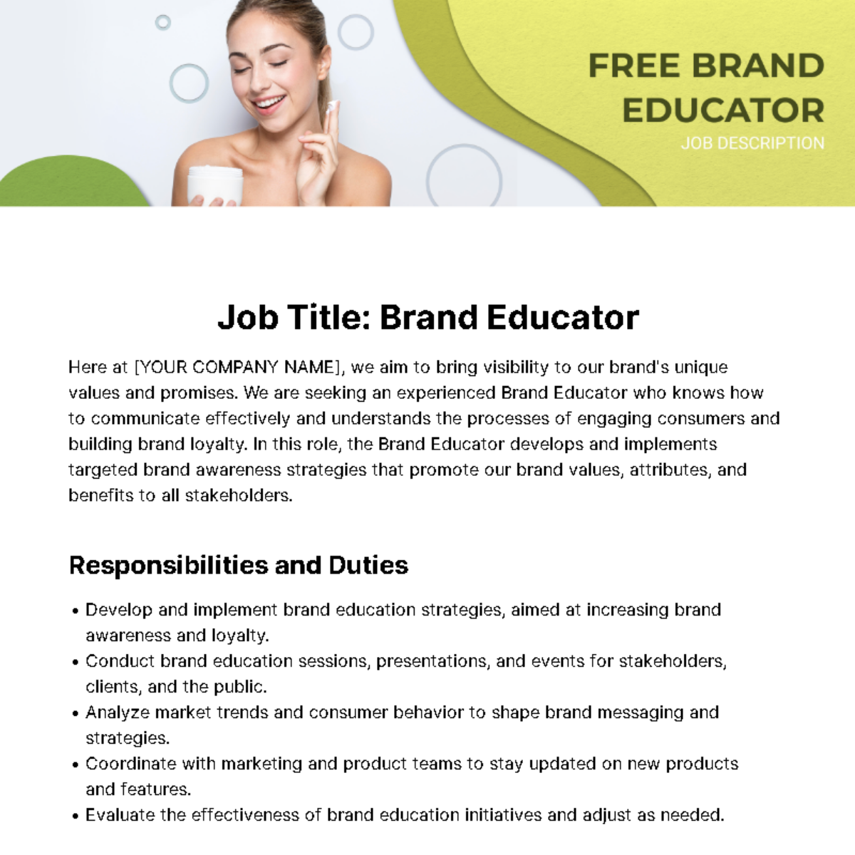 Brand Educator Job Description Template