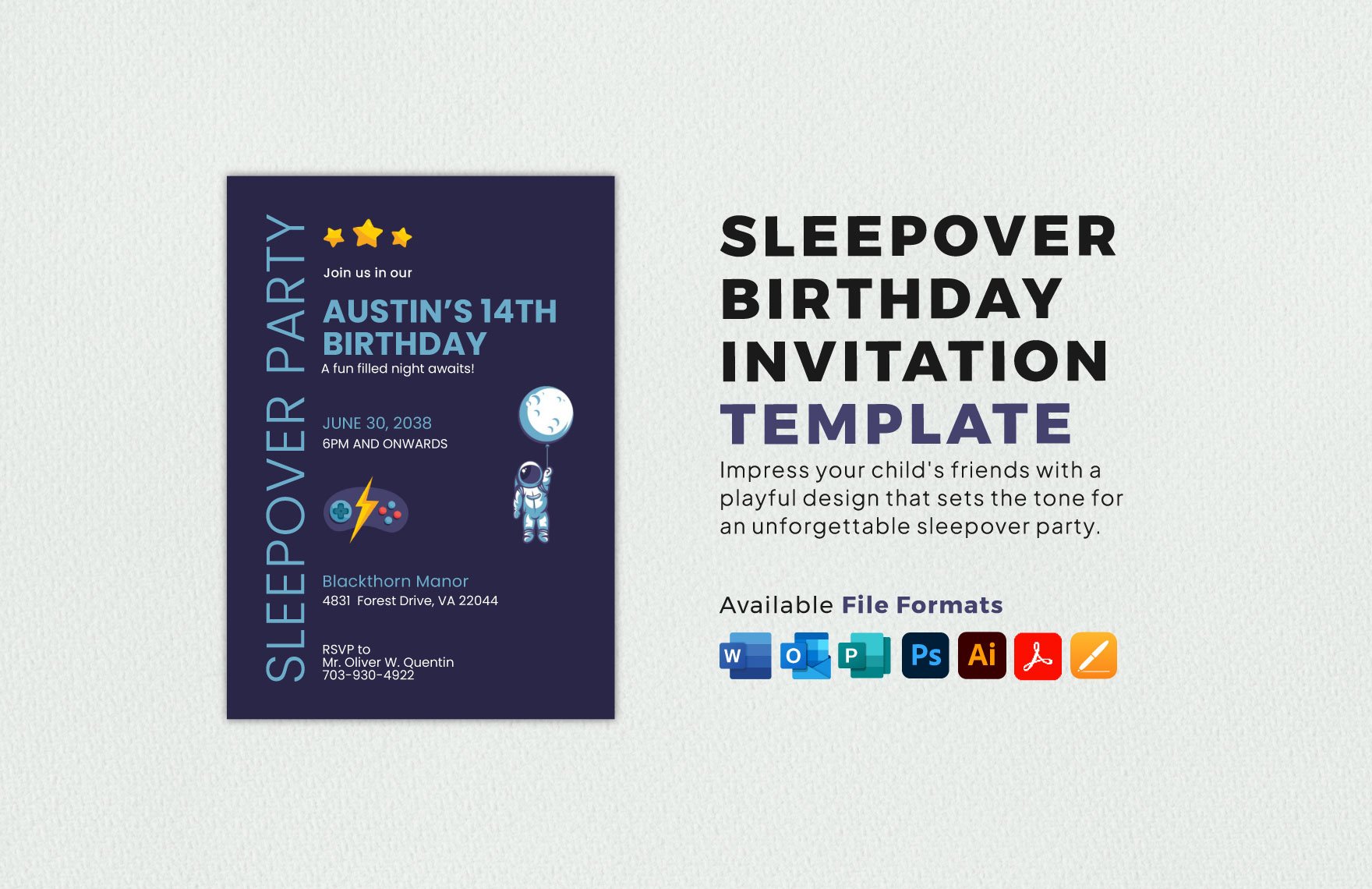 Sleepover Birthday Invitation Template