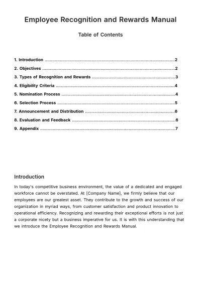 Free Employee Recognition and Rewards Manual HR Template to Edit Online