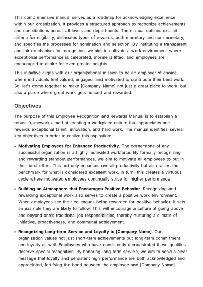 Free Employee Recognition and Rewards Manual HR Template to Edit Online