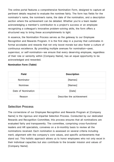 Free Employee Recognition and Rewards Manual HR Template to Edit Online