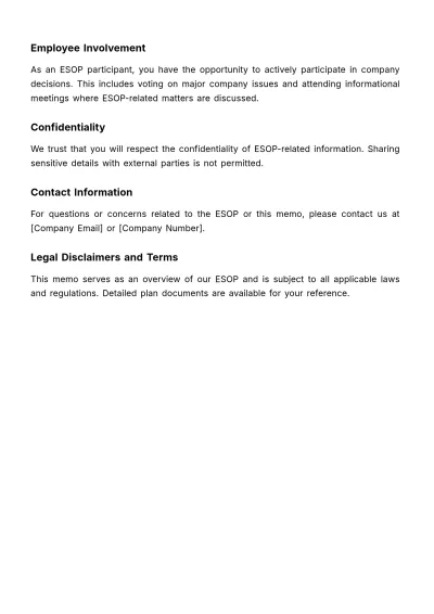 Free Employee Stock Ownership Plan (ESOP) Memo HR Template to Edit Online