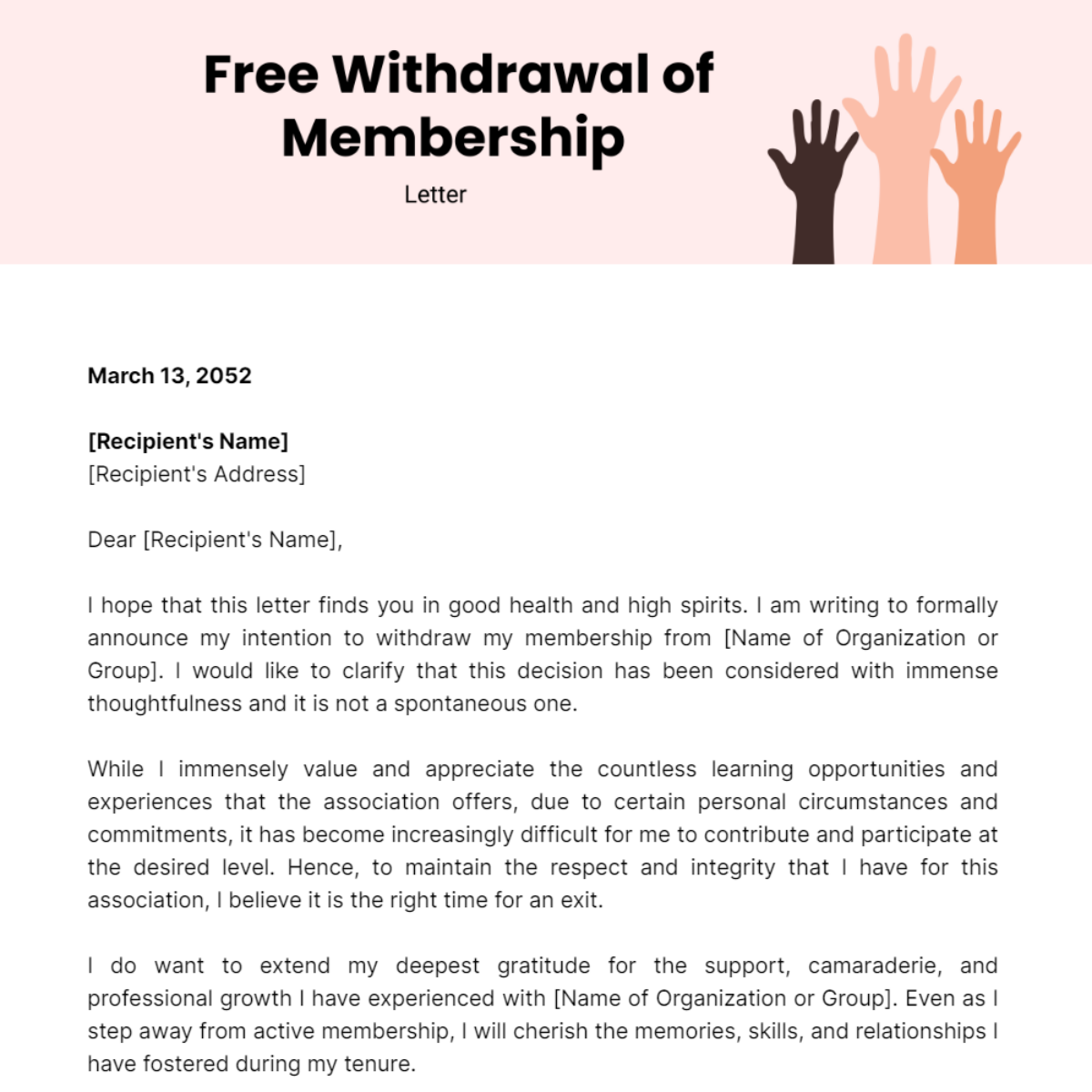 Withdrawal of Membership Letter Template
