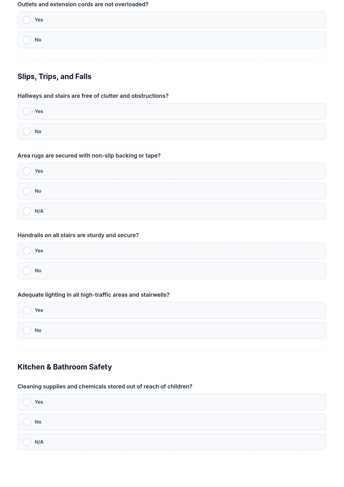 Free Home Health And Safety Inspection Checklist Template & AI Maker