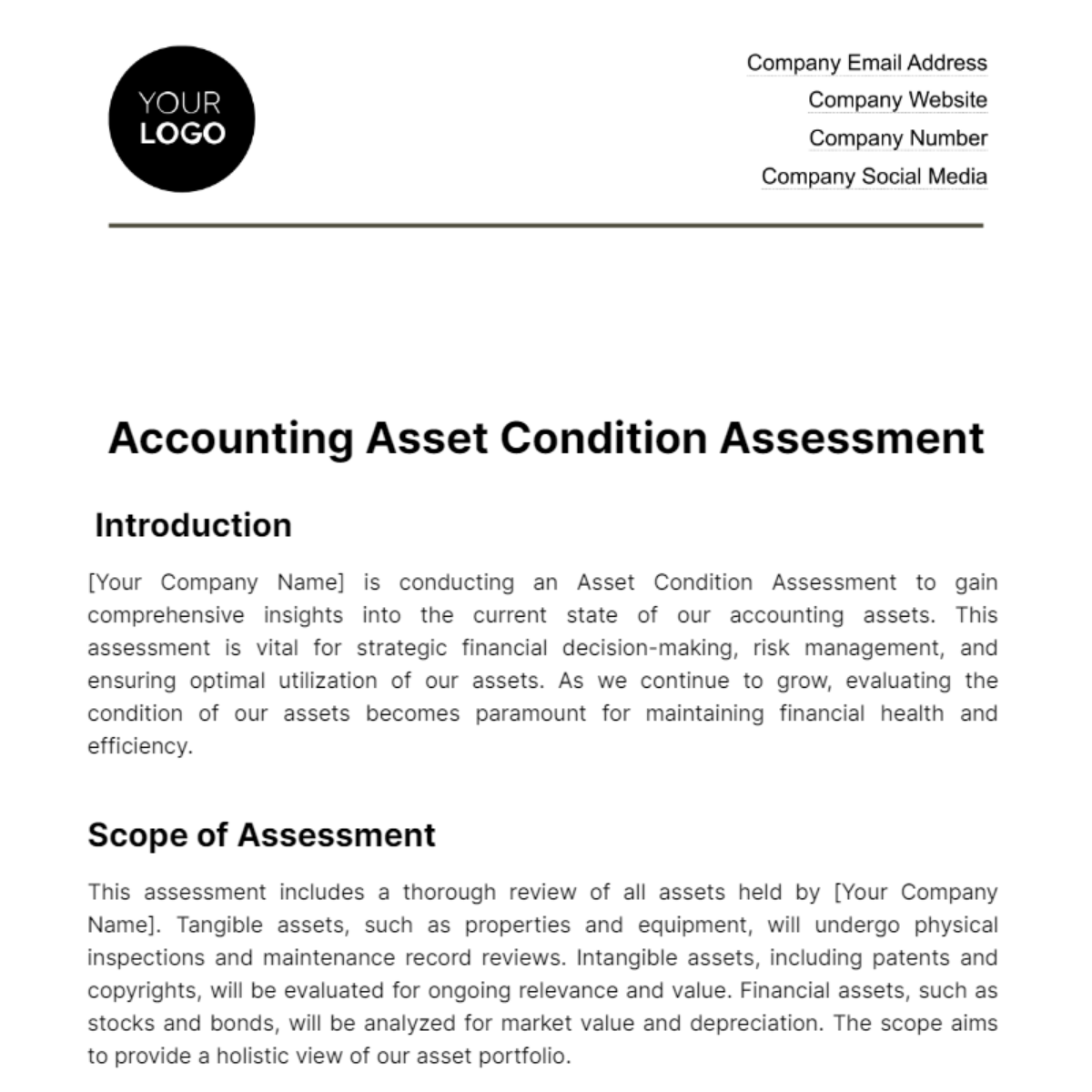 Accounting Asset Condition Assessment Template - Edit Online & Download ...