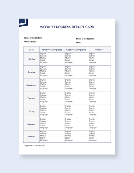 Daily Behavior Report Card Template