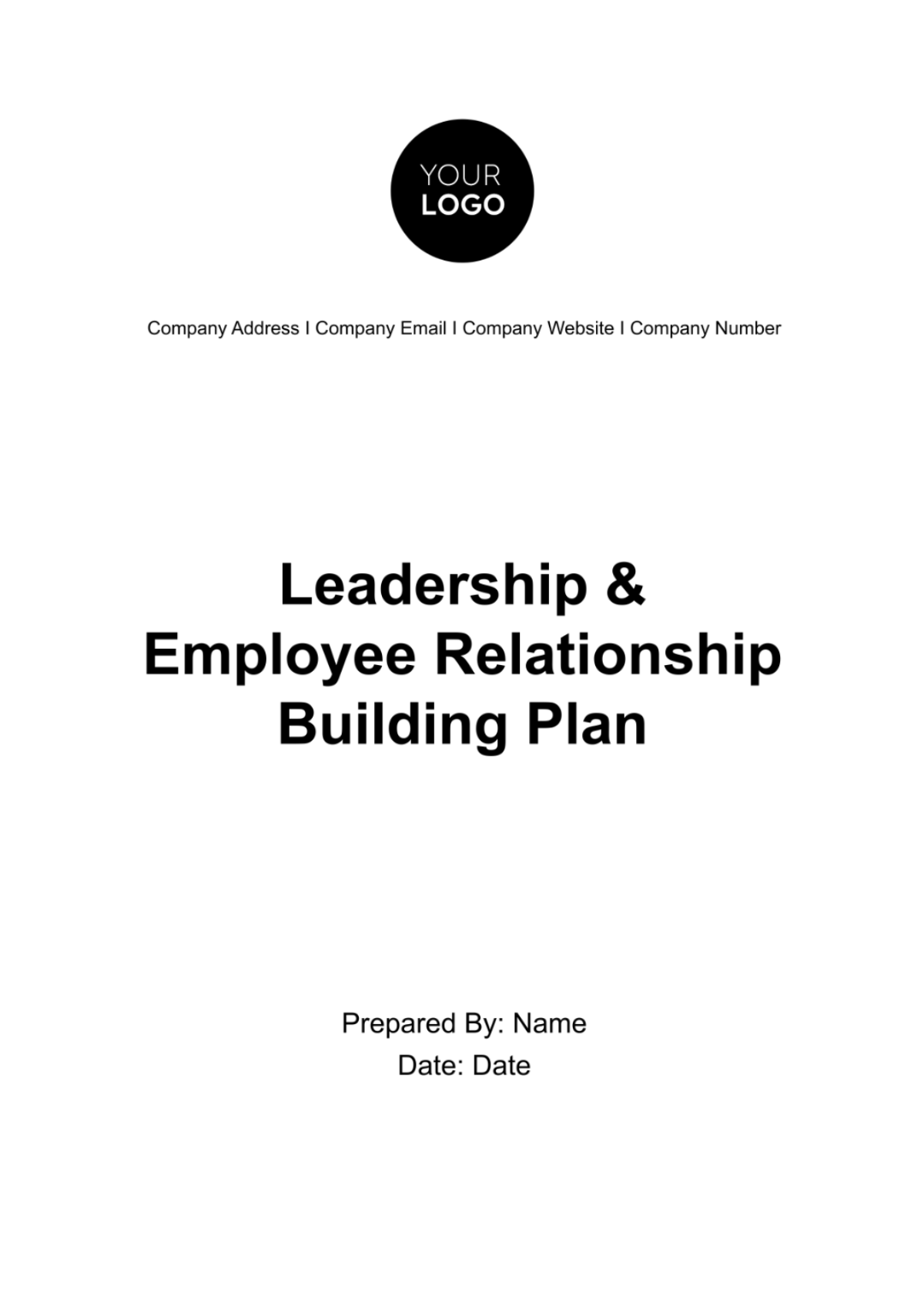 Leadership & Employee Relationship Building Plan HR Template