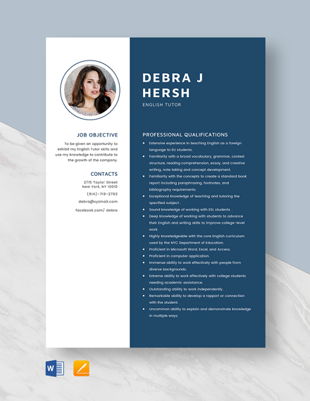 Free English Teacher CV - Download in Word, PSD, Apple Pages | Template.net