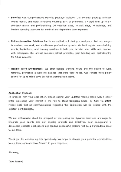 Free Job Opportunity Letter Template to Edit Online