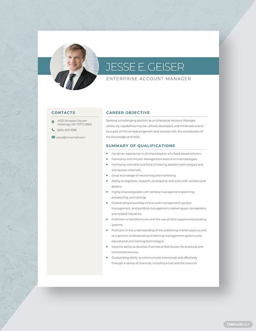 Enterprise Account Manager Resume Template