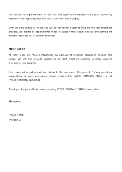Free Payroll Accounting Planning Memo Template to Edit Online