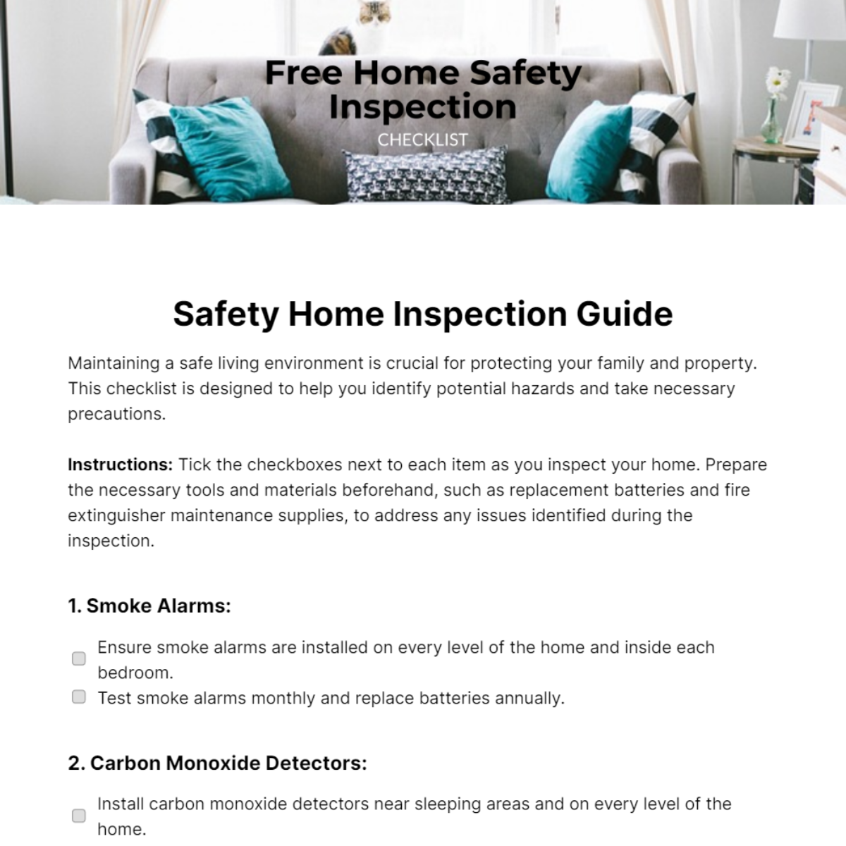 Home Safety Inspection Checklist Template
