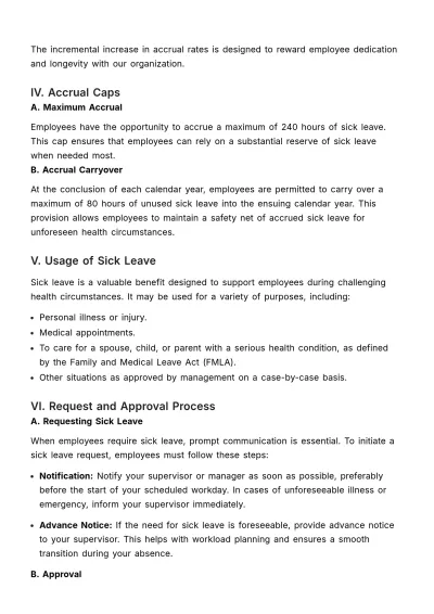 Free Sick Leave Accrual Policy HR Template to Edit Online