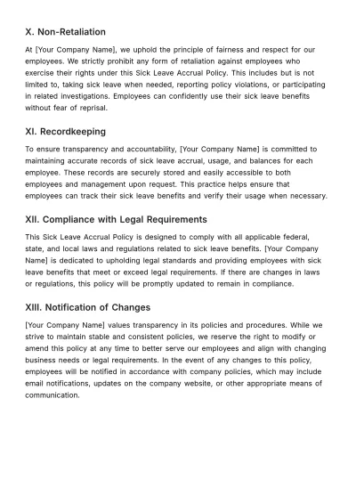 Free Sick Leave Accrual Policy HR Template to Edit Online