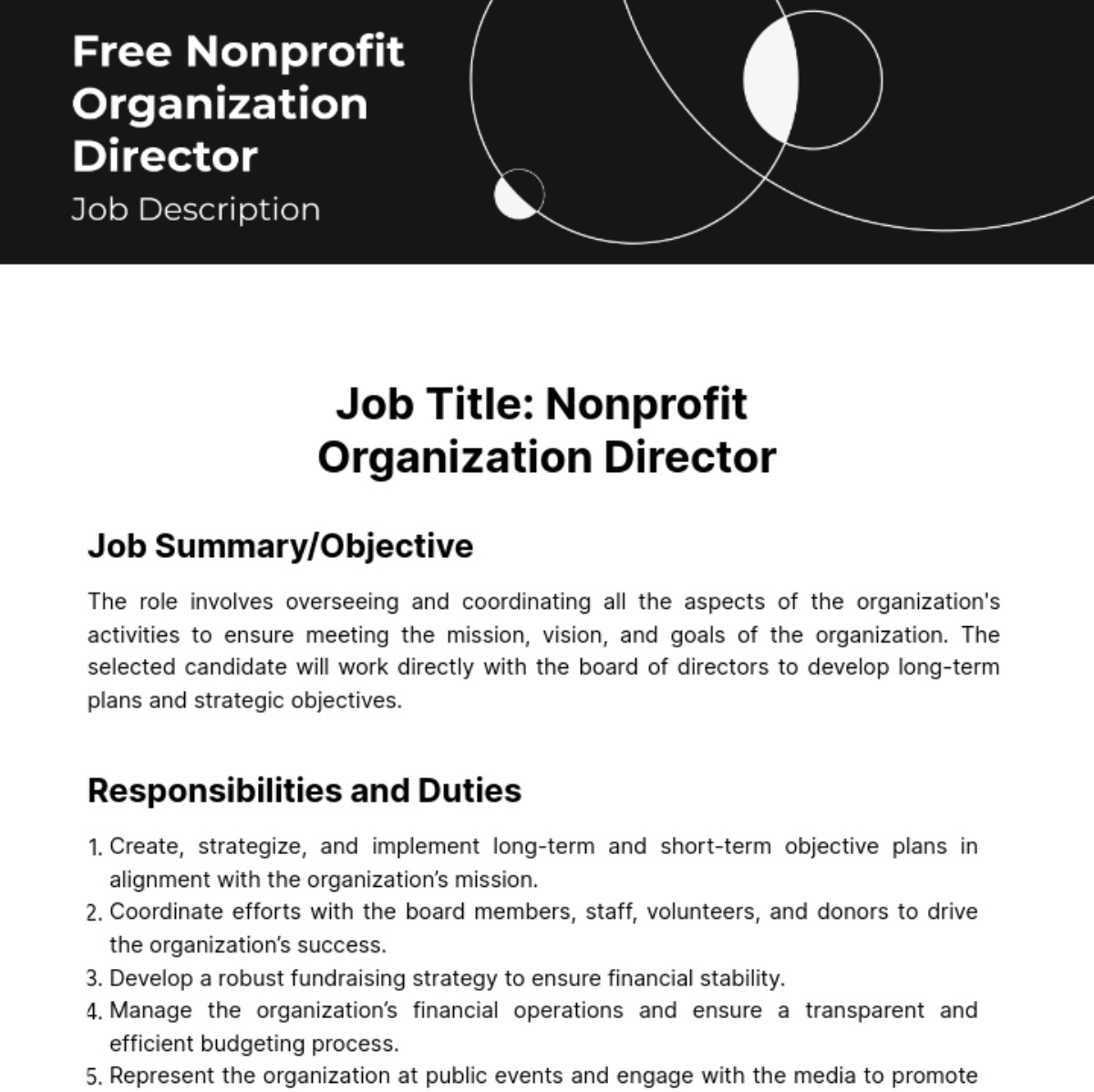 Nonprofit Organization Director Job Description Template