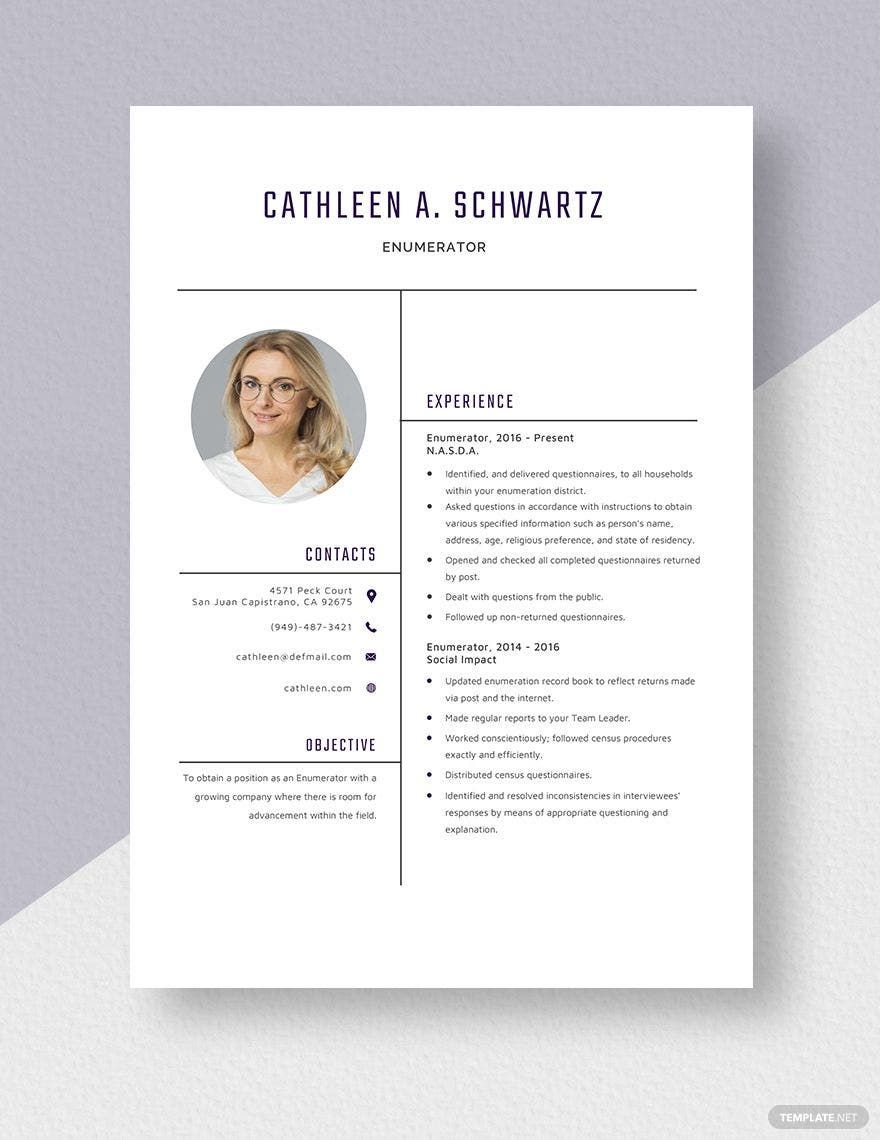 Enumerator Resume in Word, Pages - Download | Template.net
