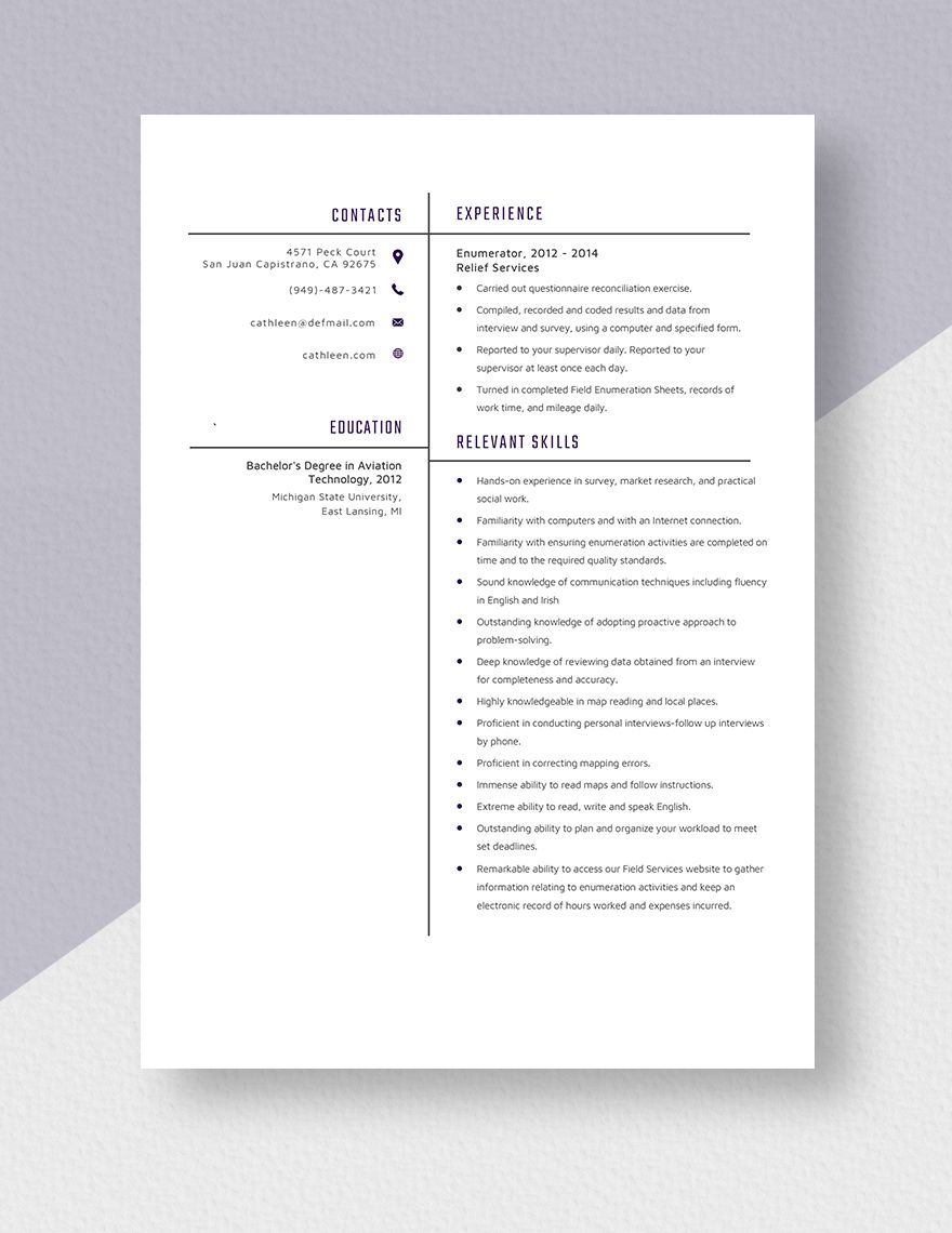 Enumerator Resume